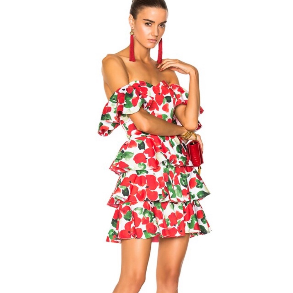 Caroline Constas Irene Mini Dress in Red Multi Color